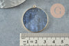 Colgante redondo de dumortierita, piedra natural azul, 32 mm, X1 G4127