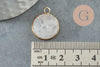 Round transparent quartz pendant, natural crystal, stone pendant, natural white quartz, 20mm, X1 G1421