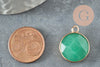 Round pendant green aventurine golden brass 20mm, Natural aventurine, stone pendant, X1 G1422