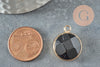 Pendentif rond agate noire,agate naturelle,pendentif pierre,20mm, X1 G0677
