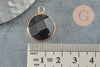 Round black agate pendant, natural agate, stone pendant, 20mm, X1 G0677