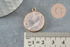 Round rose quartz pendant, stone pendant, natural rose quartz, round pendant, 26mm, X1 G7461