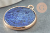 Round pendant natural lapis lazuli golden brass 26mm, natural lapis lazuli, round pendant, 26mm, X1 G0050