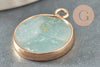 Round amazonite pendant in golden brass 20mm, natural amazonite, X1 G6319