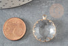 Set of 2 round golden transparent crystal faceted pendant 25mm G2830