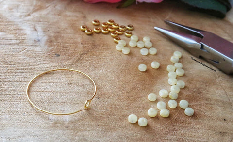 create mother-of-pearl heishi bead hoop earrings Step 3