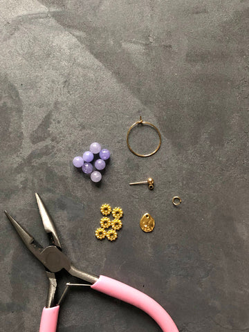 The material to create our natural jade stone hoop earrings