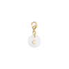 Initial charm pendant round white mother-of-pearl letter, alphabet pendant X1 G9397