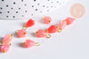 Pendentif fleur résine rose laiton doré 13mm, pendentif bourgeon fleur lot de 10 G7087-Gingerlily Perles
