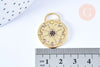 Pendentif rond lune étoiles laiton doré 18K zircon 27.5mm,pendentif doré avec cristaux pour création bijoux,l'unité G6969-Gingerlily Perles