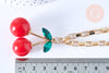 Collier maille rectangle pendentif cerise rouge zamac doré 46.5cm, collier doré cadeau anniversaire-l'unité G7232-Gingerlily Perles