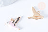 Pendentif oiseau rose laiton doré émail rose 17mm,pendentif animal coloré pour création bijoux DIY, l'unité G6989-Gingerlily Perles