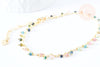 Bracelet réglable perles tourmaline laiton doré 19cm, bijoux fantaisie DIY, X1 G6978