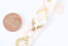 Ruban élastique motif Aztèque rose pêche or EFJF 16mm, fabrication bijoux, bracelet EVJF,ruban mariage,scrapbooking,1 mètre-G6471-Gingerlily Perles