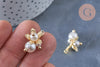 Pendentif fleur imitation perle blanc crème laiton doré 21mm,pendentif plastique,création bijoux plastique coloré, l'unité G6963-Gingerlily Perles
