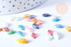 Cabochon oval dome horse eye multicolored iridescent porcelain 4x10mm, ceramic customization,X10 G8704 