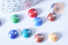 Multicolored iridescent porcelain round dome cabochon 12mm, custom ceramic cabochons, X10 G8703 