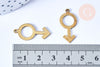 Pendentif signe masculin laiton brut 26x16mm, fournitures bijoux, breloques laiton brut,sans nickel, lot de 2 G6509-Gingerlily Perles