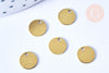 Pendentif médaille ronde laiton brut 8mm, fournitures bijoux, breloques laiton brut,sans nickel, lot de 5 G6507-Gingerlily Perles