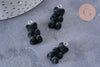 Pendentif ourson floqué velours noir résine platine, pendentif enfant, un pendentif pour la création de bijoux de l'enfance,les 2 G6644-Gingerlily Perles