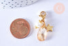 Pendentif fermoir cristal facetté acier inoxydable doré 34mm, pendentif perle en verre, fabrication de porte clés, l'unité G7102-Gingerlily Perles