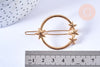 Support barrette ronde étoile clip métal doré sans plateau 50mm, pince à cheveux, accessoire coiffure mariage, l'unité G6673-Gingerlily Perles