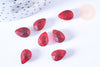 Faceted red crystal drop bead 12x8mm, gold crystal bead, X2 G6877