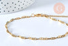 Bracelet chaine cheville marine acier doré 14k, bracelet doré reglable,création bijou acier inoxydable,bracelet acier,23.7cm G4858-Gingerlily Perles