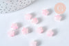 Perle étoile verre rose laiteux et poudre de paillette, des perles en verre pour la création de bijoux DIY, 8mm, lot de 10, G6822-Gingerlily Perles
