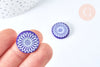 Perle ronde motif fleur marguerite bleue nacre 19.5mm, pendentif création bijoux, l'unité G6981-Gingerlily Perles