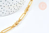 Bracelet chaîne maille rectangle trombones laiton doré 19cm fermoir T,création bijoux sans nickel, bijou à offrir,l'unité G6975-Gingerlily Perles