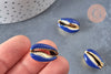 Pendentif coquillage cauri doré resine bleue ,coquillage naturel,cauri bleu,création bijoux,coquillage bijou,coquillage,18-20mm,G3120-Gingerlily Perles