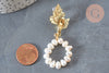 Boucles d'oreilles perles eau douce support coquillage laiton doré 45mm, bijoux laiton doré sans nickel, oreille percée, la paire G3206-Gingerlily Perles
