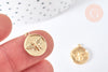 Pendentif médaille abeille zircon laiton doré 18K 15mm, fournitures pour bijoux, breloque laiton doré, l'unité G7120-Gingerlily Perles