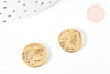 Pendentif médaille abeille zircon laiton doré 18K 13mm, fournitures bijoux, breloque laiton doré, l'unité G7121-Gingerlily Perles