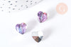 Perle cœur facetté en cristal pourpre 10mm, facettes,perle coeur création bijoux,10mm, lot de 5 G7098