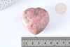 Decorative heart in natural rhodonite lithotherapy stone 44.5-45mm, X1, G7176