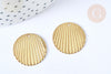 Round textured striated raw brass medal pendant, a nickel-free gold finish, a round gold medal, 21mm, set of 5, G3180