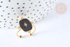Bague réglable émail noir acier doré Taille 54, creation bijoux sans nickel, bague femme acier inoxydable G7000-Gingerlily Perles