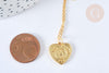 Collier médaille coeur LOVE argent 925 doré 24K- 45cm,idée cadeau anniversaire, l'unité G7041-Gingerlily Perles
