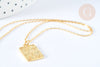 Collier rectangle symbole porte bonheur argent 925 doré 24K- 45cm,idée cadeau anniversaire, l'unité G7258-Gingerlily Perles