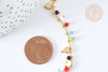 Collier réglable perles de verre facettées cœurs laiton doré 38cm, bijoux fantaisie DIY, G7396-Gingerlily Perles