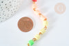 Multicolored polymer tube bead chain heishi golden iron 6mm, colorful jewelry making, X1m G7237