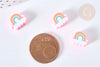 Pink polymer rainbow beads 8.5-10mm, colorful, X5 - G7205