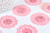 Pegatinas de encaje rosa vintage de 40 mm, paquete de preparación para regalo, gracias, hoja de 10 pegatinas, G8103