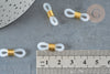 Embout cordon lunettes doré blanc 19.5mm, création chaine lunettes, connecteur silicone, accessoires lunettes, lot de 10,G2681-Gingerlily Perles