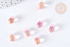 Transparent crystal beads drop pink golden glitter 9mm, drop beads, X50.9mm G7285