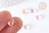 Transparent crystal beads drop pink golden glitter 9mm, drop beads, X50.9mm G7285