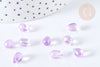 Transparent purple crystal beads drop golden glitter 9mm, glass jewelry creation, 50 beads G7284