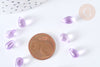 Transparent purple crystal beads drop golden glitter 9mm, glass jewelry creation, 50 beads G7284